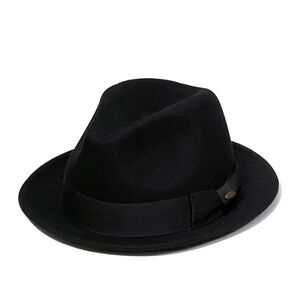 Saint Martin Roma 100 % Wool Felt Fedora Black Size Large Hat